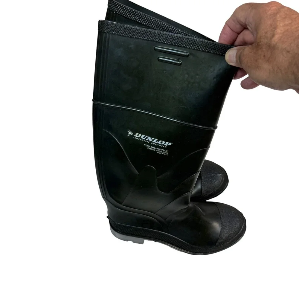 Dunlop 86102 Mens Black 16 Inch Polyblend Steel Toe Waterproof Work Boots Size 9